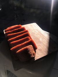 High angle view of bread on table