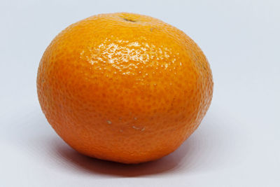 Close-up of orange fruit against white background