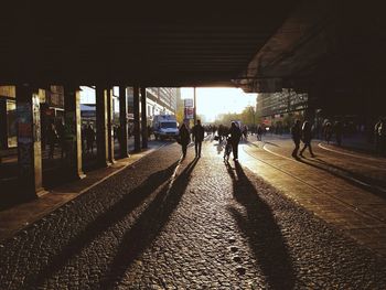 Woman walking in city