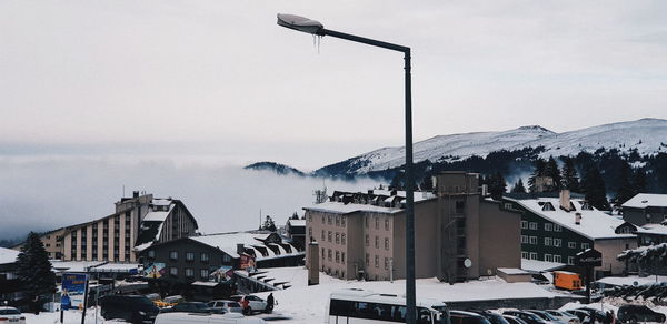 View of ski lift in city