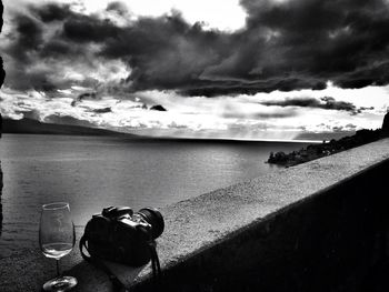 Scenic view of sea against cloudy sky