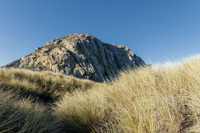 Scenic view of land against clear blue sky