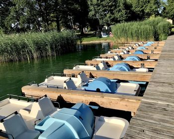 Pedal boats in lake / klopeiner see austria