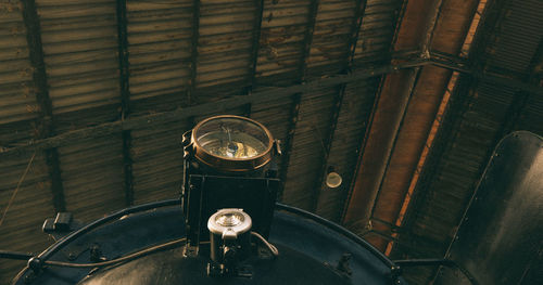 High angle view of illuminated lighting equipment