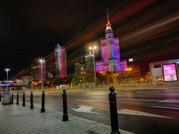 City lit up at night