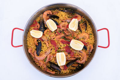 High angle view of breakfast in plate