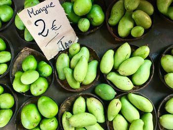Green fruits for sale in market
