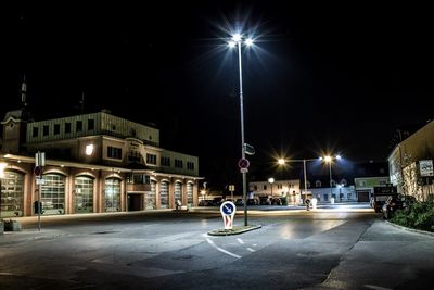 Illuminated street light at night