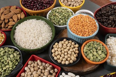 High angle view of food for sale