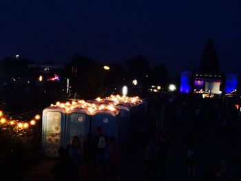 Blurred motion of people at night