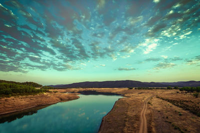 Scenic view of lake against sky