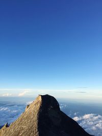 Scenic view of mountain against clear blue sky