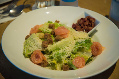 Close-up of meal served in plate