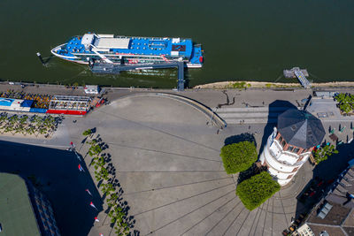 High angle view of ferris wheel in city