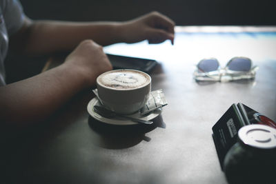 Coffee cup on table