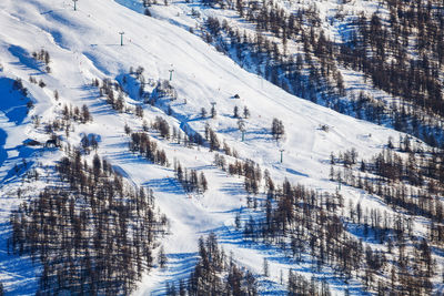 Scenic view of snow covered land