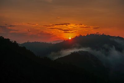 Scenic view of dramatic sky during sunset