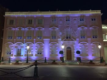 Illuminated built structure at night