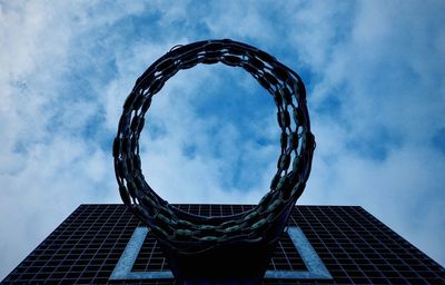 Low angle view of a basketball hoop