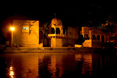 View of temple at night