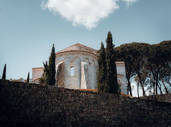 Low angle view of old building against sky