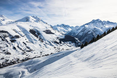 Landscape in winter at les deux alpes. it is a french winter sports resort located in oisans