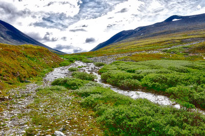 Scenic view of landscape against cloudy sky