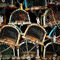 Close-up of lobster traps 