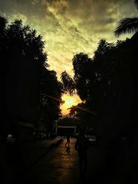 Silhouette of dog against sky during sunset