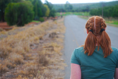 Rear view of woman with long hair