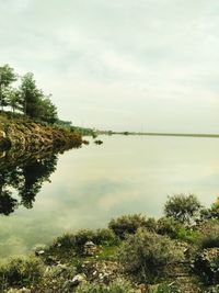 Scenic view of lake against sky