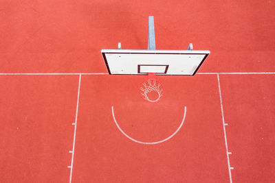 High angle view of empty basketball court. aerial view