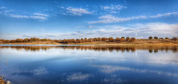 Scenic view of lake against sky