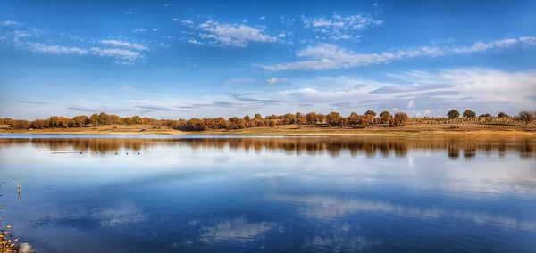 Scenic view of lake against sky