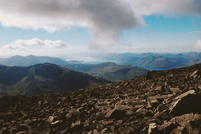 Scenic view of mountains against sky