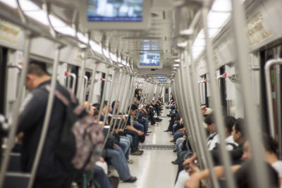 People traveling in train