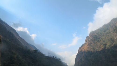 Low angle view of mountains against sky