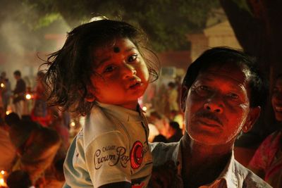 Grandson and grandfather at rakher upobash barodi lokhnath brahmachari ashram