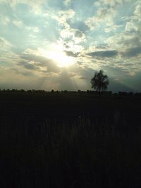 Scenic view of landscape against sky at sunset