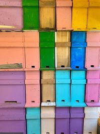 Full frame shot of multi colored wooden wall