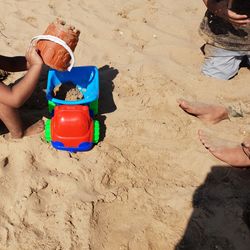 High angle view of people at beach