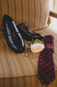 High angle view of shoes on table