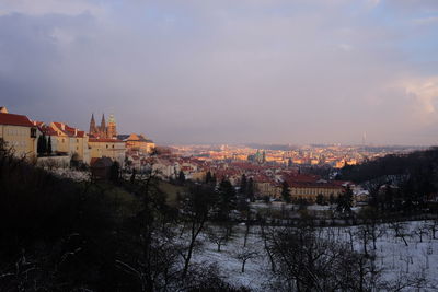 View of town in city