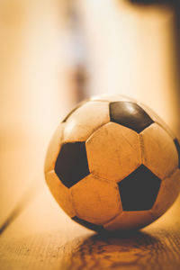 Close-up of soccer ball in the hallway