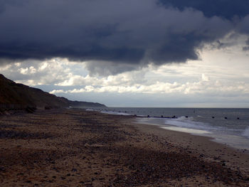 Scenic view of beach against sky