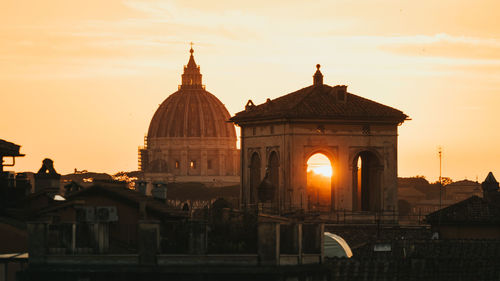 Low angle view of church against sky during sunset