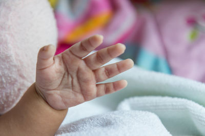 Close-up of baby hand