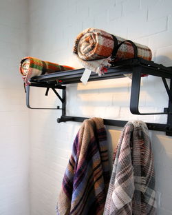 Close-up of clothes on rack