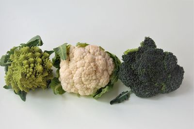 Close-up of vegetables against white background