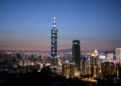 Illuminated city at night